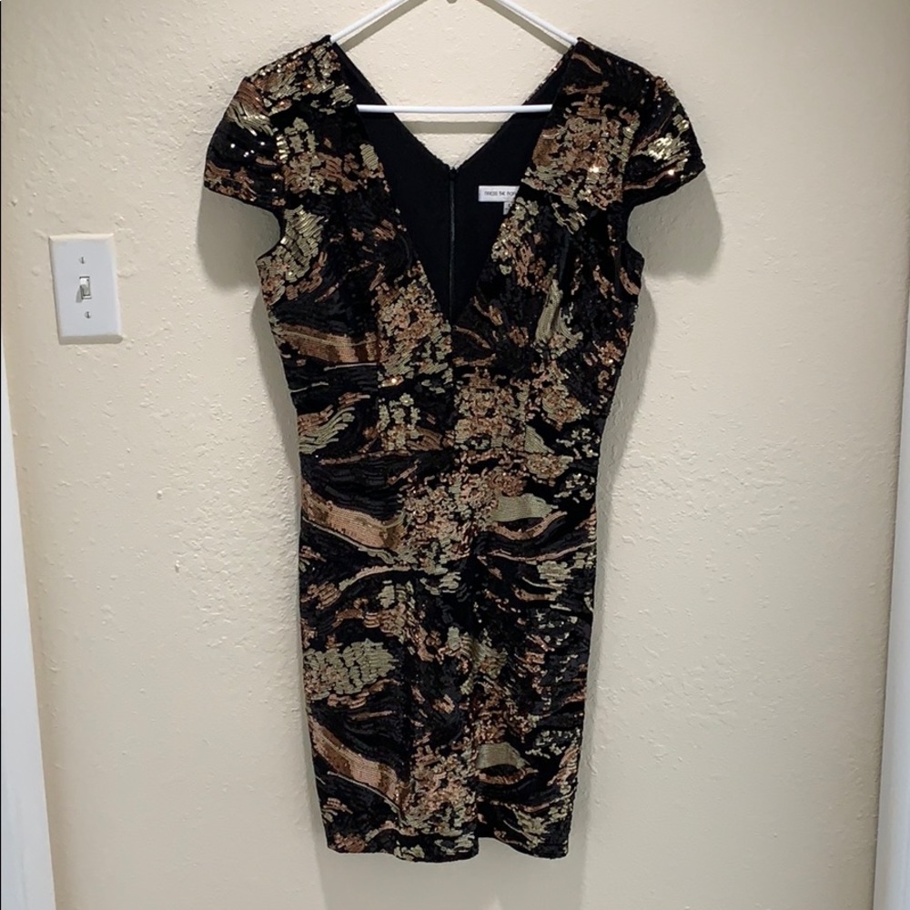 Dress the population black gold bronze sequence